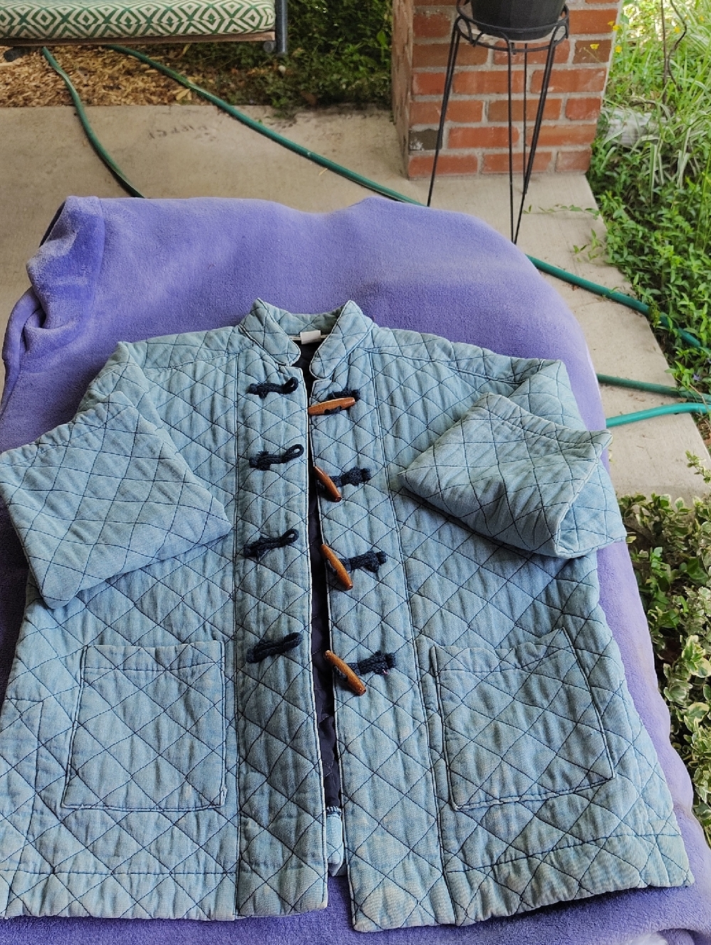 Roxy Light Blue Quilted Toggle Puffer Jacket for Kids